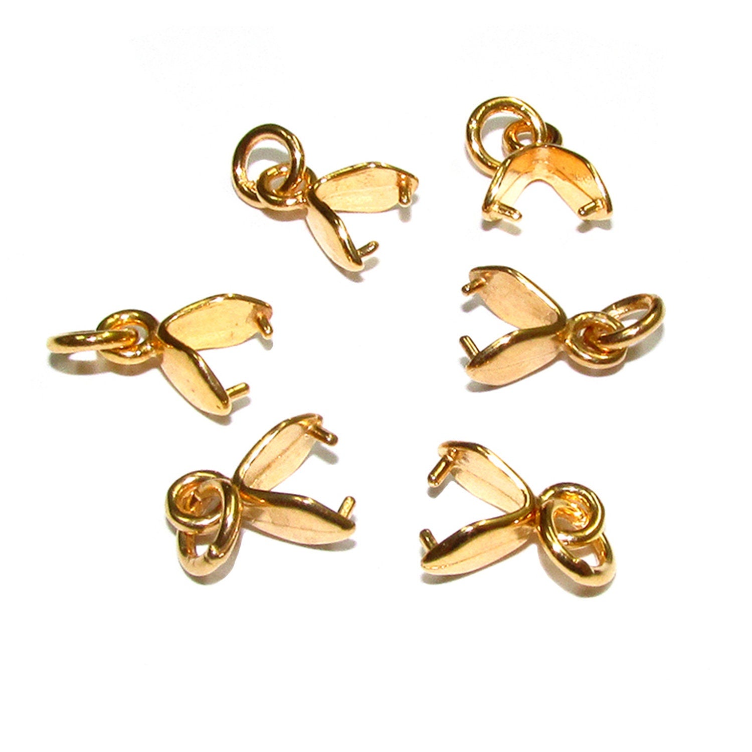14K Yellow gold filled Pinch Pendant Bail with closed ring, Jewelry making, bail with loop, Bail, Bail gold filled, Bail finding - 1 piece
