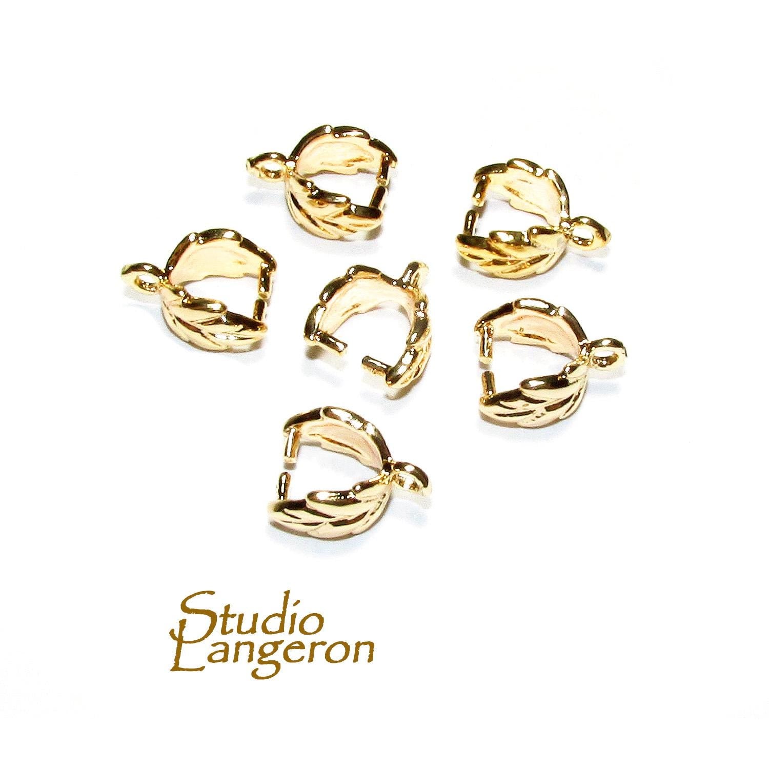14K Yellow Gold Filled Decorative Pinch Pendant Bail size 9.0x5.0mm, Jewelry Making, Bail gold filled - 1 piece