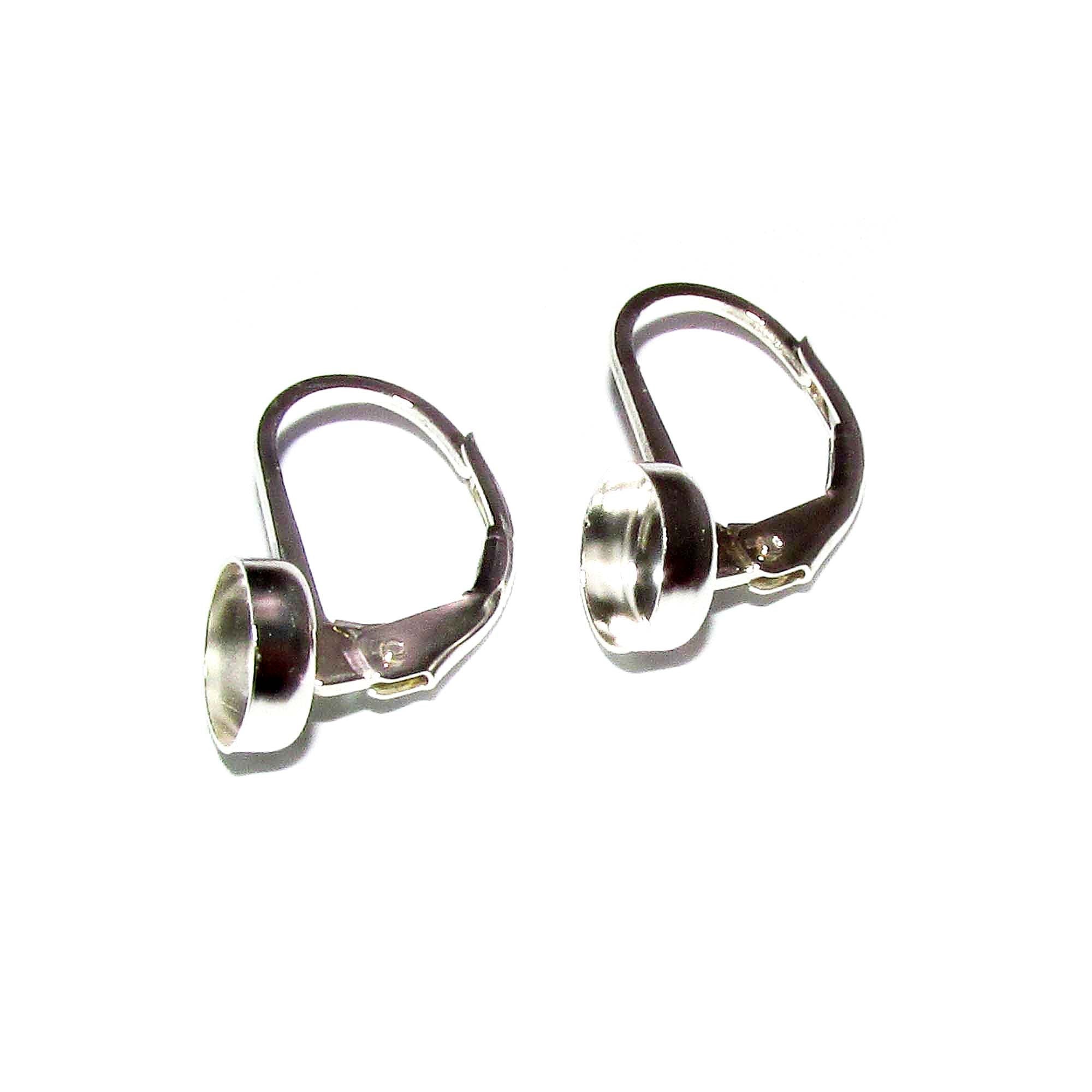 6 mm size 925 sterling silver blank earrings with bezel cup, earrings mounting, bezel cup, base earrings, Sterling silver - 1 pair (2 piece)
