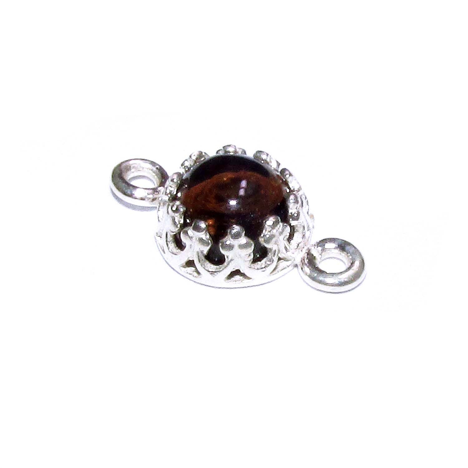 925 Sterling Silver natural Rauchtopaz round Link Connector size 14x7mm, Natural Rauchtopaz silver link, Jewelry making, Connector - 1 piece