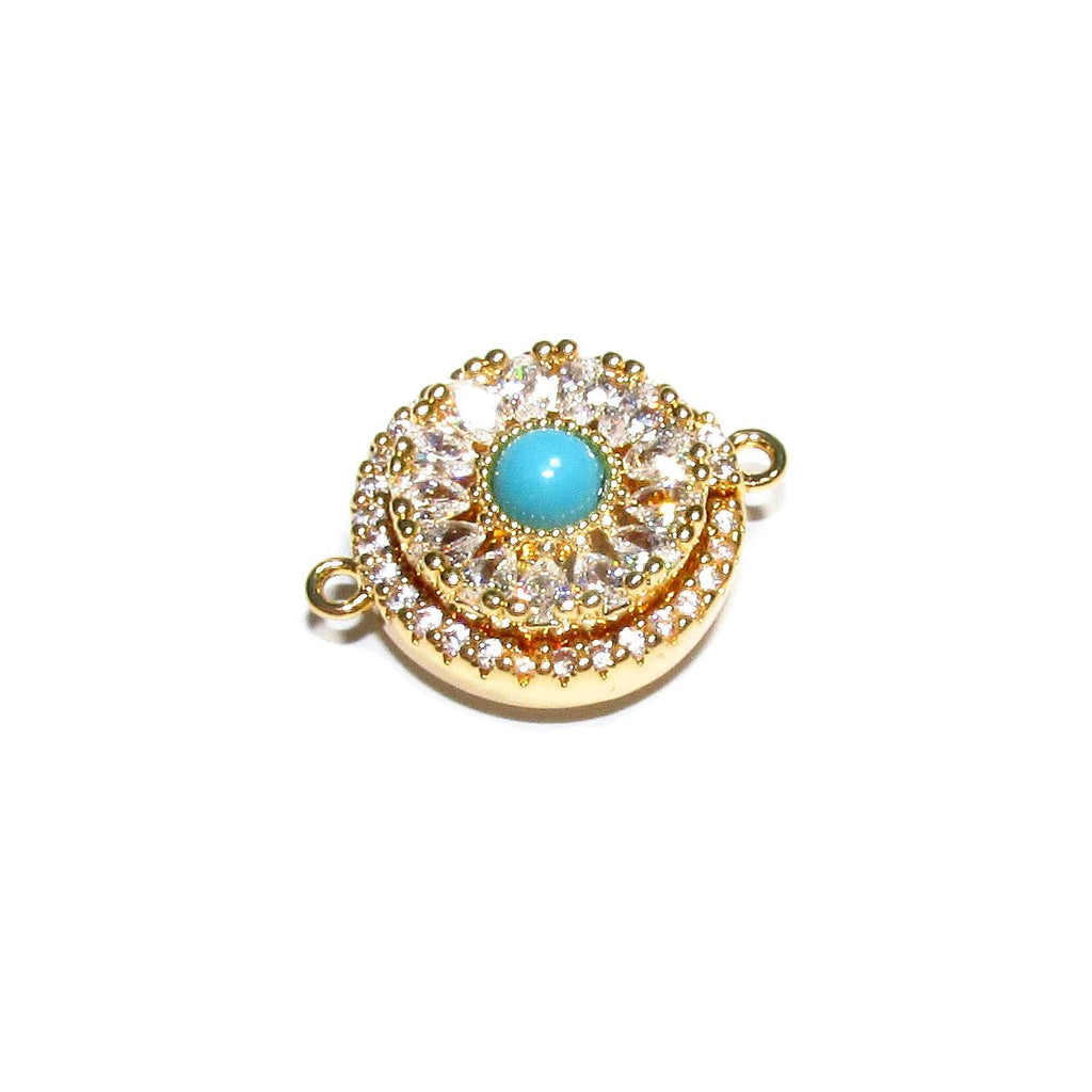 14K Yellow gold filled decorative Magnetic Clasps with turquoise size 19.0x15.0mm, Magnetic clasp, Jewelry making - 1 piece