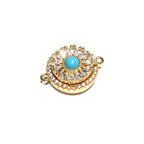 14K Yellow gold filled decorative Magnetic Clasps with turquoise size 19.0x15.0mm, Magnetic clasp, Jewelry making - 1 piece