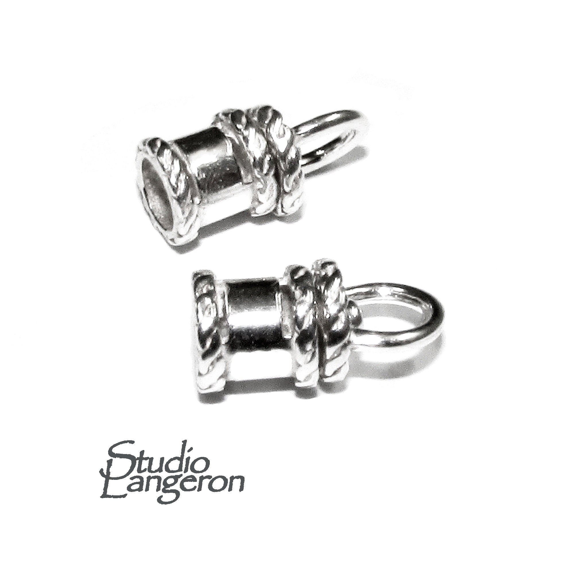 925 Sterling Silver Cord End Cap rotating size 4.0 mm, silver end cap, end caps, jewelry making, cord, cord end caps - 1 pair (2 pieces)