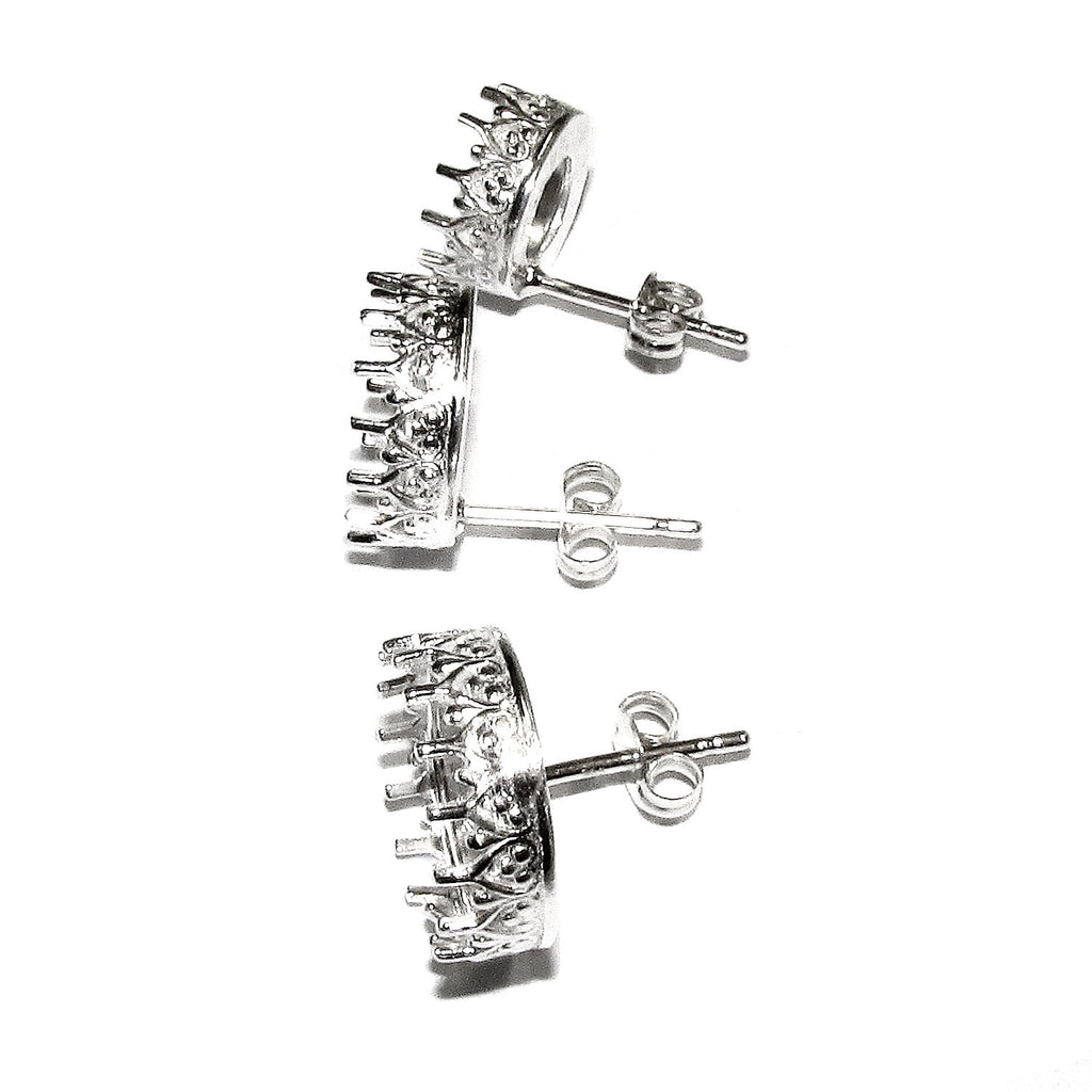 925 Sterling Silver Blank earrings size 8, 10, 12 mm, Bezel cup, Post Earring Mountings, Base earrings, Jewelry making - 1 pair (2 pieces)
