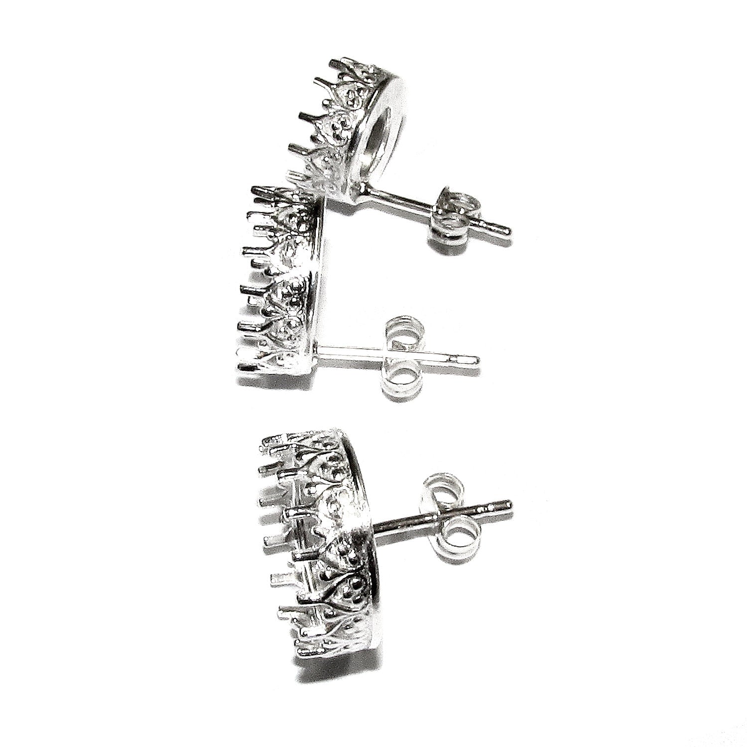 925 Sterling Silver Blank earrings size 8, 10, 12 mm, Bezel cup, Post Earring Mountings, Base earrings, Jewelry making - 1 pair (2 pieces)