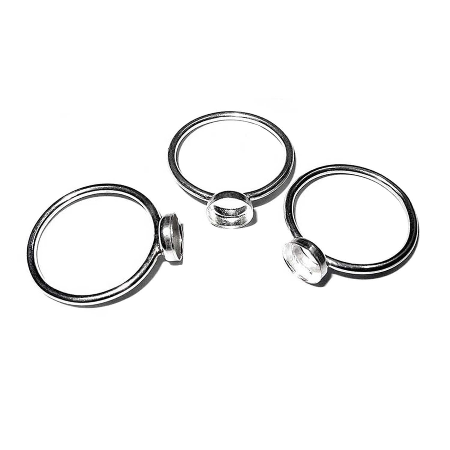 925 sterling silver blank ring with bezel cup 5mm size 4, 5, 6, 7, 8, 9, 10, 11, silver ring, bezel cup, base ring, Jewelry making - 1 piece