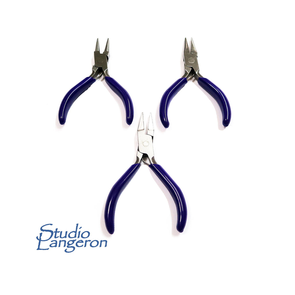 3-piece Mini Plier set for Jewelry Making PL33, BeadSmith, Length 76 mm (3.0 inch) each, Jewelry making  - 1 piece