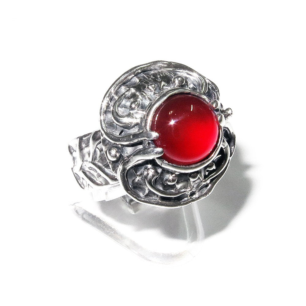 Statement Opal ring 925 sterling silver size 7, Handmade ring, single copy, 925 sterling silver, Natural red opal, silver ring, gemstone