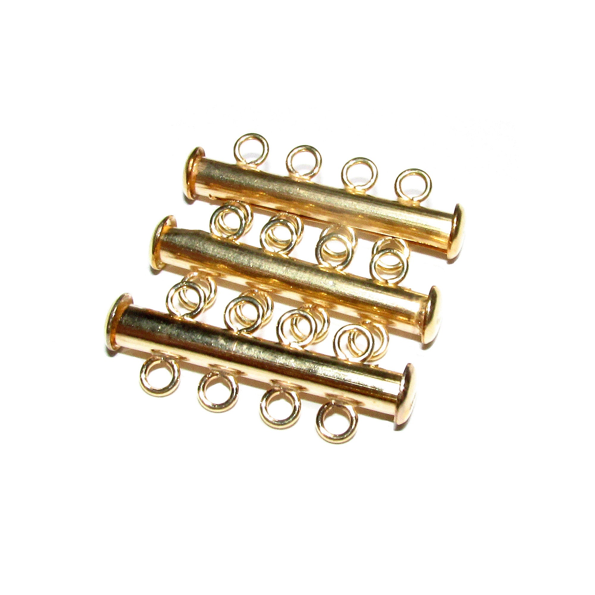 14K Yellow Gold Filled Tube Bar Clasp 4-Hole size 3.6x26 mm, Gold Filled Clasps, Slide Clasp, Jewelry making, Tube Slide Clasp - 1 piece