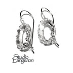 10x14 mm size 925 sterling silver blank earrings with bezel cup, Jewelry making, bezel cup, Setting, 925 Sterling silver - 1 pair (2 pieces)