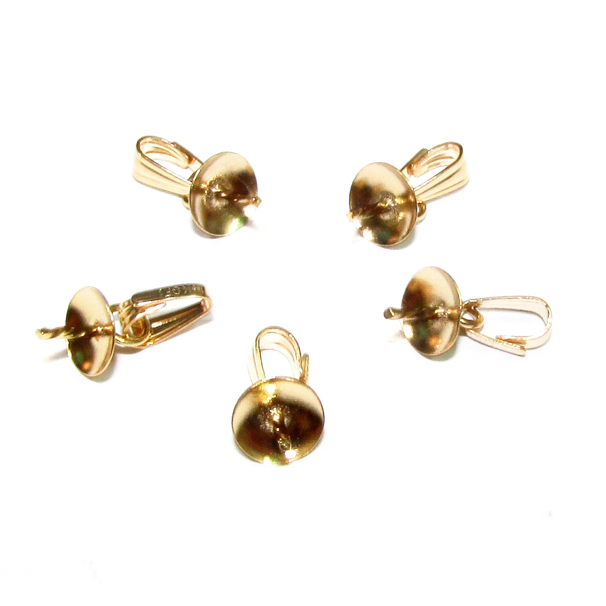14K yellow gold filled snap-on bail and bead cap 5 mm, Jewelry making, Bail snap-on gold filled, Bail findings, Gold filled - 1 piece