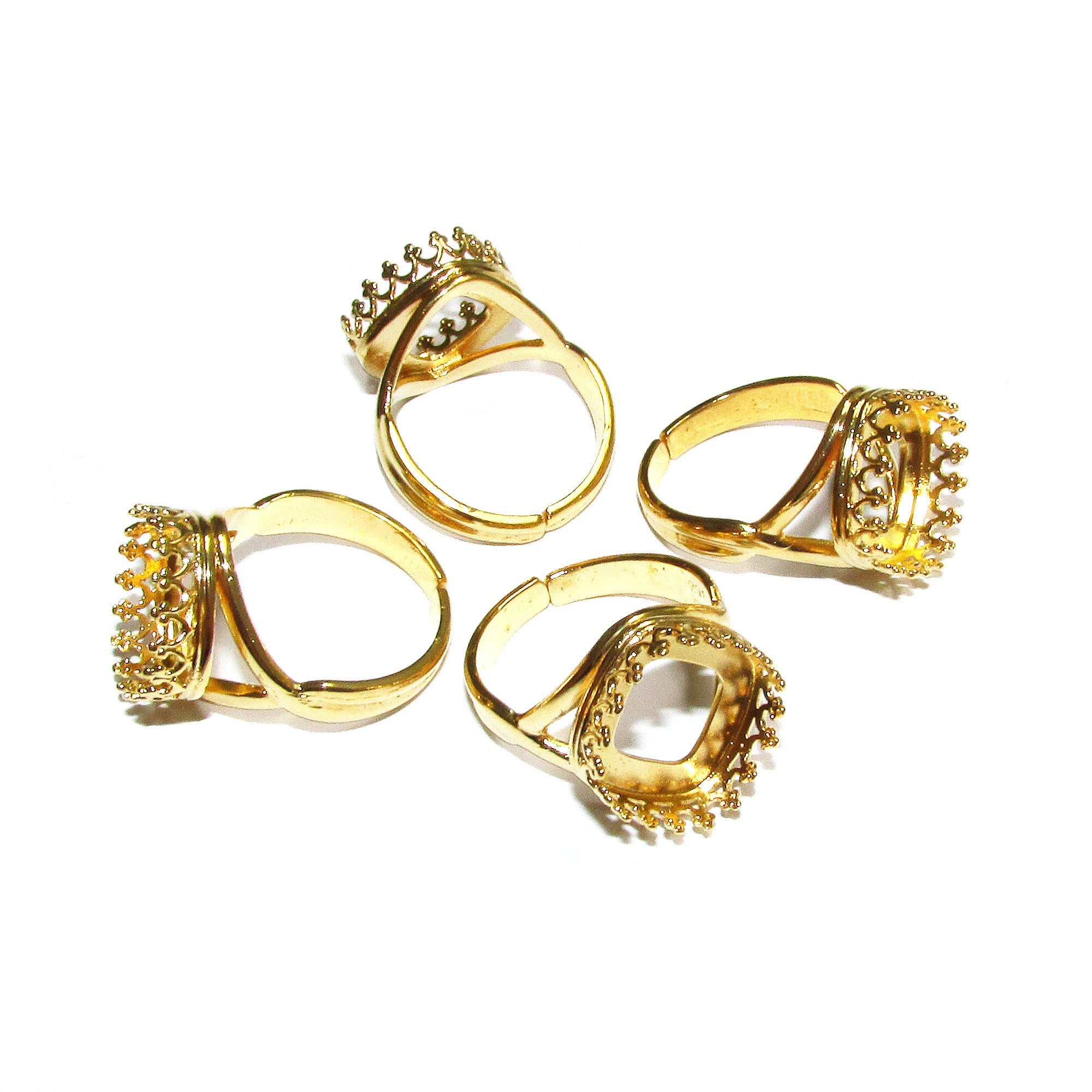 14K Yellow gold filled open blank ring with cushion bezel cup 10x10 mm, base ring, Setting, bezel cup, jewelry making, Gold filled - 1 piece