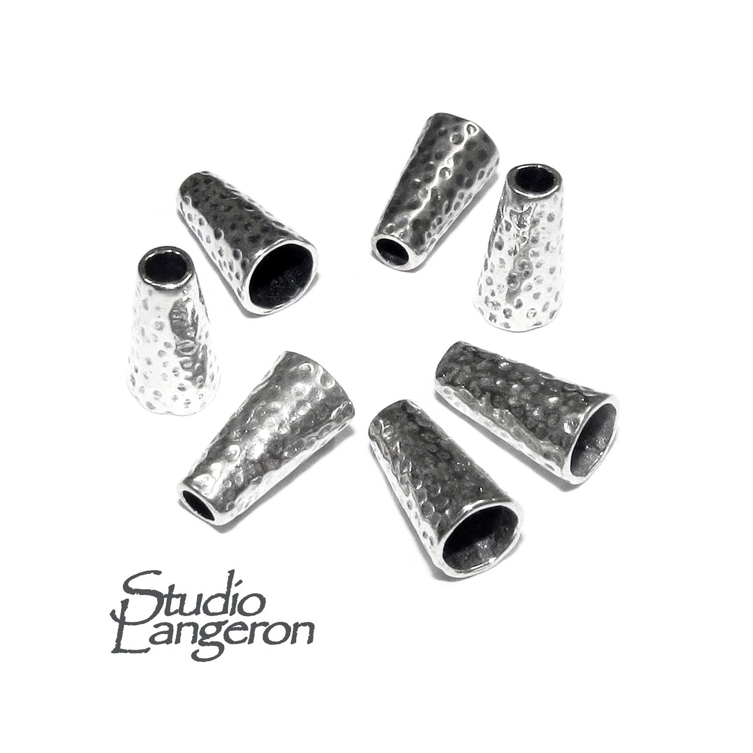 925 Sterling silver Small Bead Cones, Beading, Bead cones, Jewelry making, Silver 925, Lariat, End caps, Silver cone - 1 pair (2 pieces)