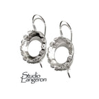 16 mm 925 sterling silver blank earrings with bezel cup, Jewelry making, Setting, bezel cup, base earrings, 925 silver - 1 pair (2 pieces)