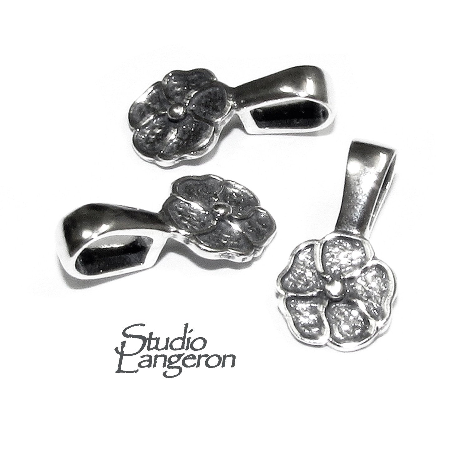 925 Sterling silver medium Glue-On Pendant Bail, Flat Pad Pendant Bails, sterling silver Bail, Jewelry making, Bail Glue-On - 1 piece