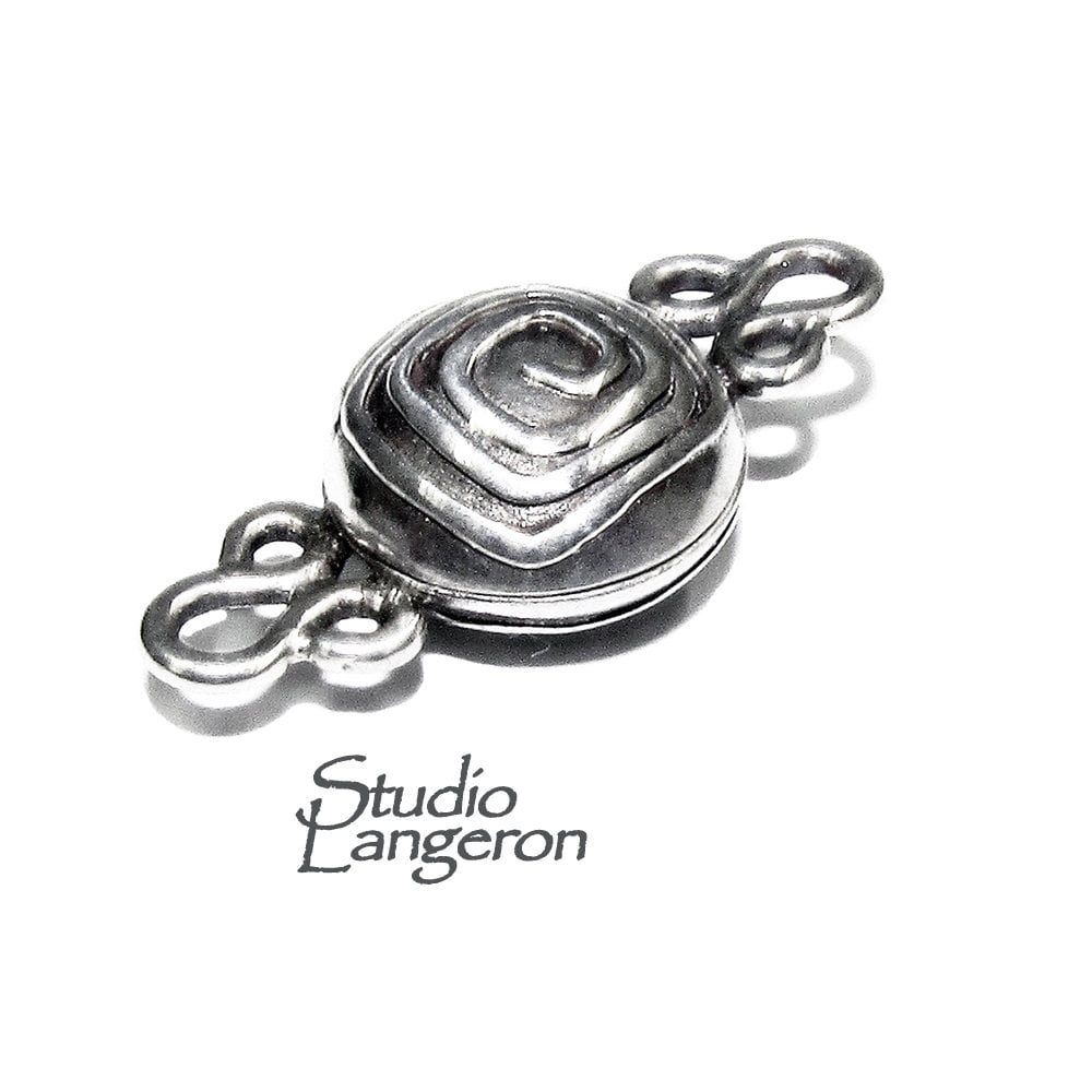 925 Sterling Silver Button Padlock Magnetic Clasp, Magnetic clasp, Silver clasp, Round clasp, Jewelry making, 925 silver clasp - 1 piece