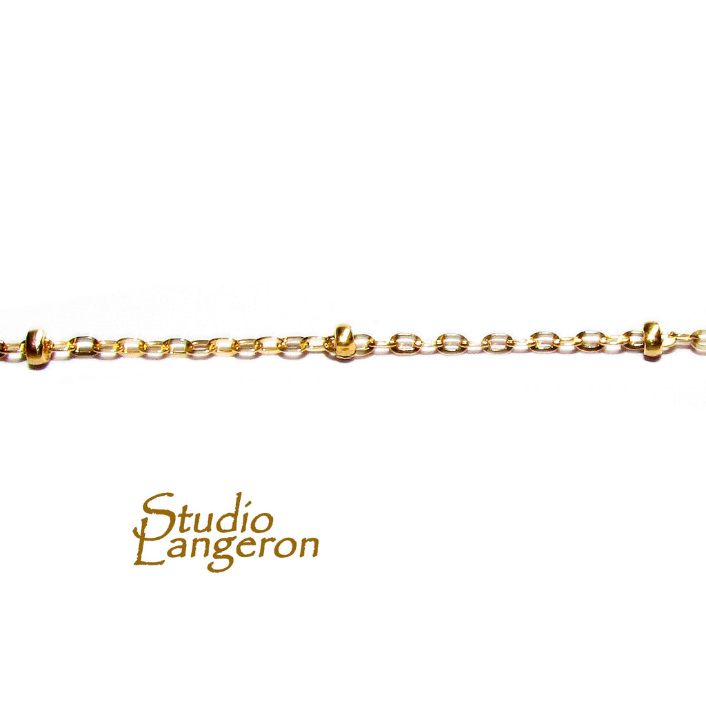 14/20 Yellow Gold-Filled Oval Cable Chain with 2mm Roundel Beads - 1 Ft (30 cm)