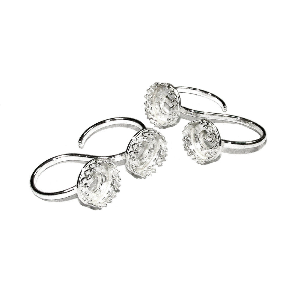 925 sterling silver open blank ring Two Fingers with bezel cups size 10, 12 mm, base ring, Jewelry making, Setting, bezel cup - 1 piece