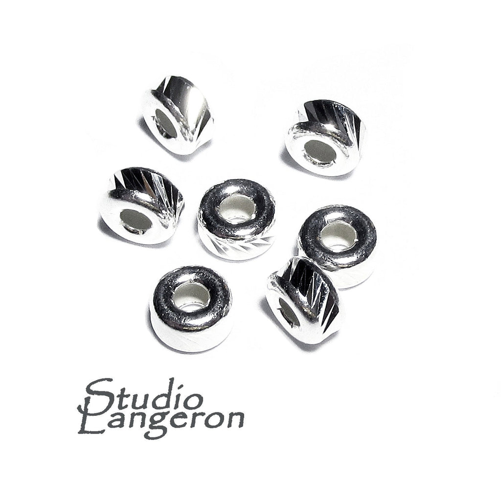 925 sterling silver diamond cut shiny rondelle beads sizes 3, 4, 5 mm, diamond cut beads, Jewelry making, rondelle beads, beads  - 1 piece