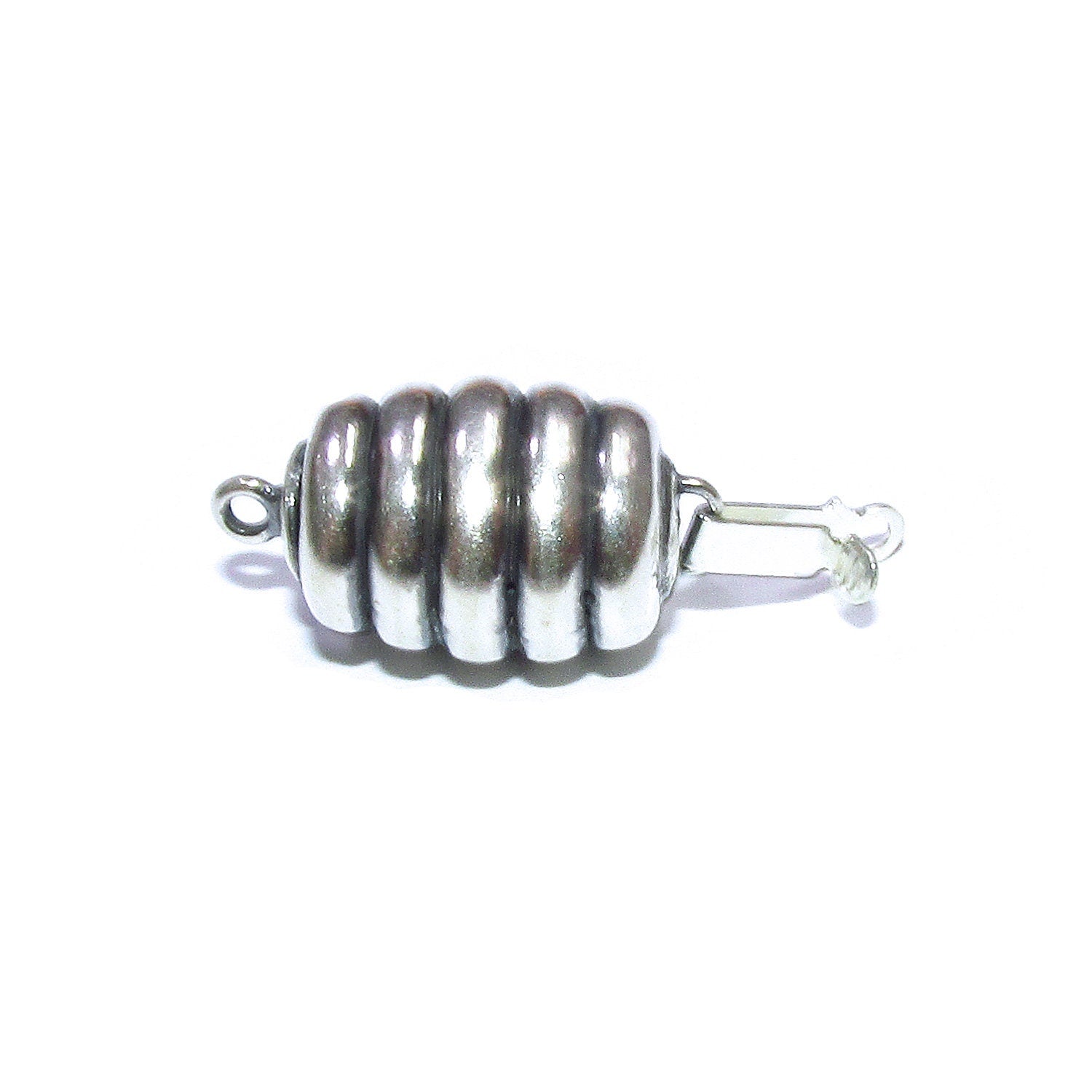 925 Sterling Silver Round Safety Clasp size 9.5x12.5 mm, Silver bead clasp, Jewelry making, 925 Sterling silver, Safety clasp - 1 piece