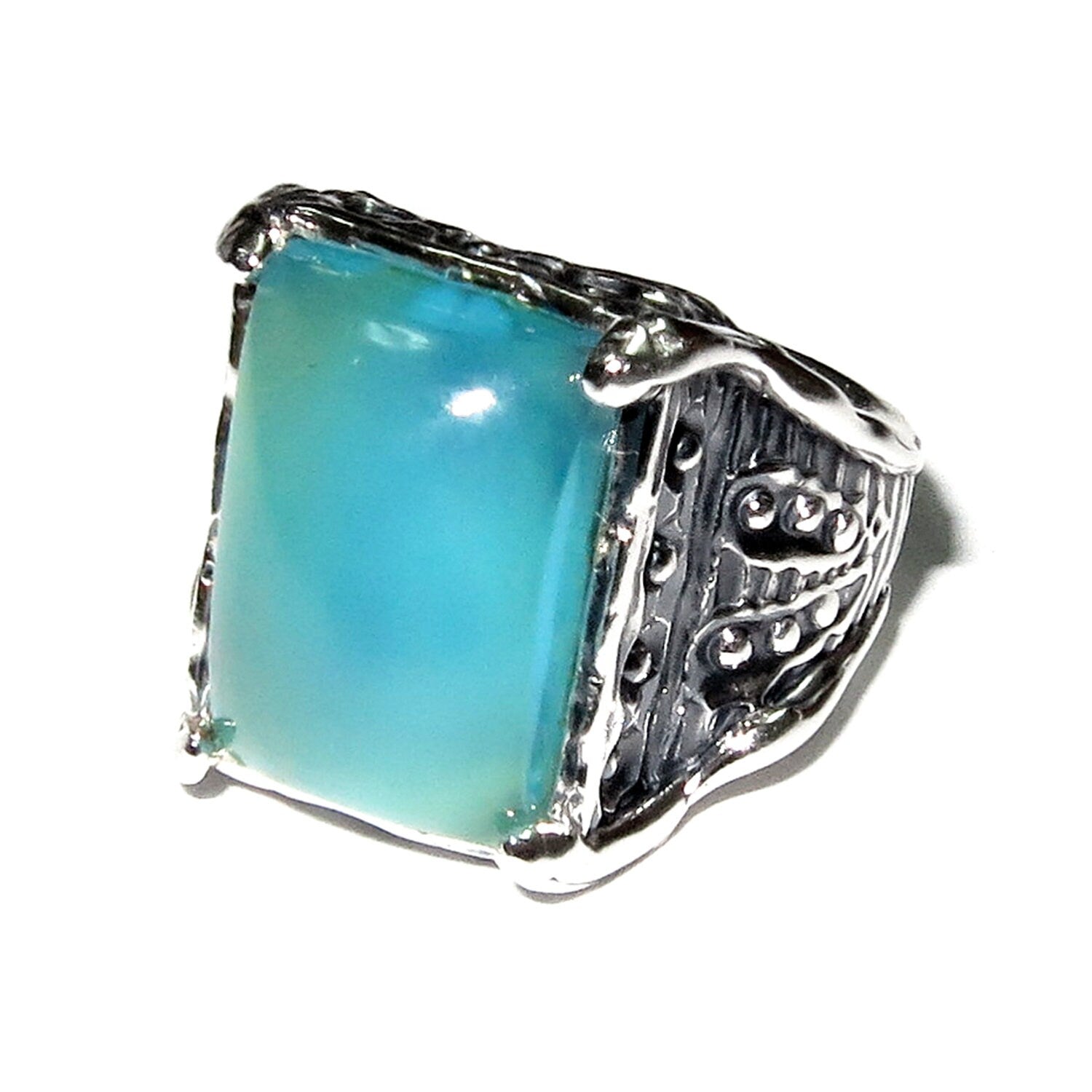 Blue chalcedony ring 925 sterling silver, size 5, Handmade ring, single copy, 925 sterling silver, Blue chalcedony, silver ring, gemstone