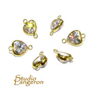 14K Gold Filled White topaz heart Link Connector size 12.0x8.0 mm, White topaz, gold filled link, Connector, Jewelry making - 1 piece