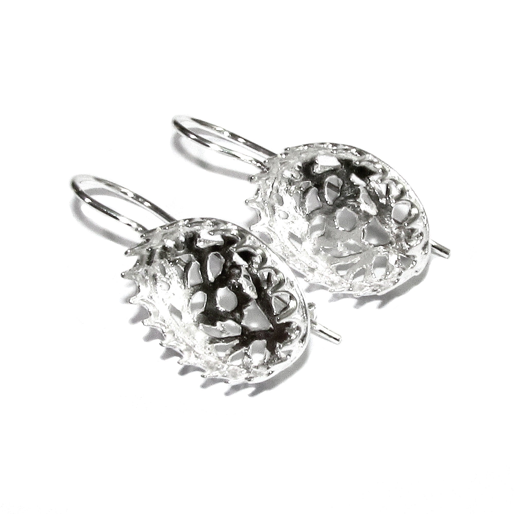12x16 mm size 925 sterling silver blank earrings with bezel cup, Jewelry making, Setting, bezel cup, Base earrings - 1 pair (2 pieces)