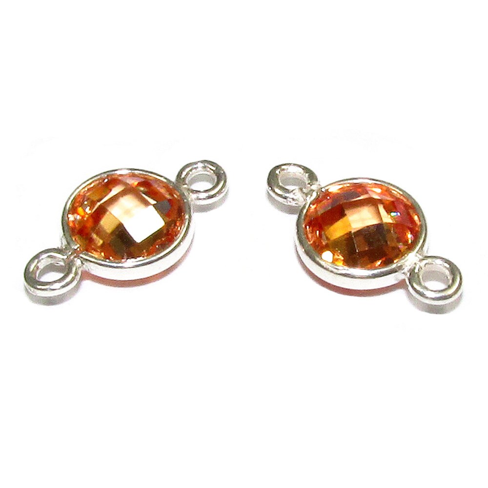 925 Sterling Silver Checkerboard Champagne Round Link Connector size 12x7 mm, Champagne link, Jewelry making, link connector - 1 piece