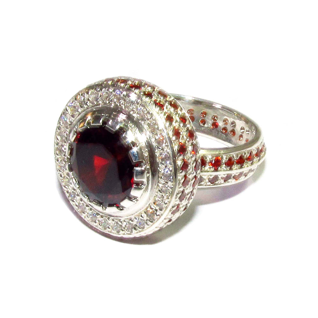 Statement Garnet ring 925 sterling silver size 8, Handmade ring, single copy, sterling silver, Garnet ring,  silver ring, red gemstone