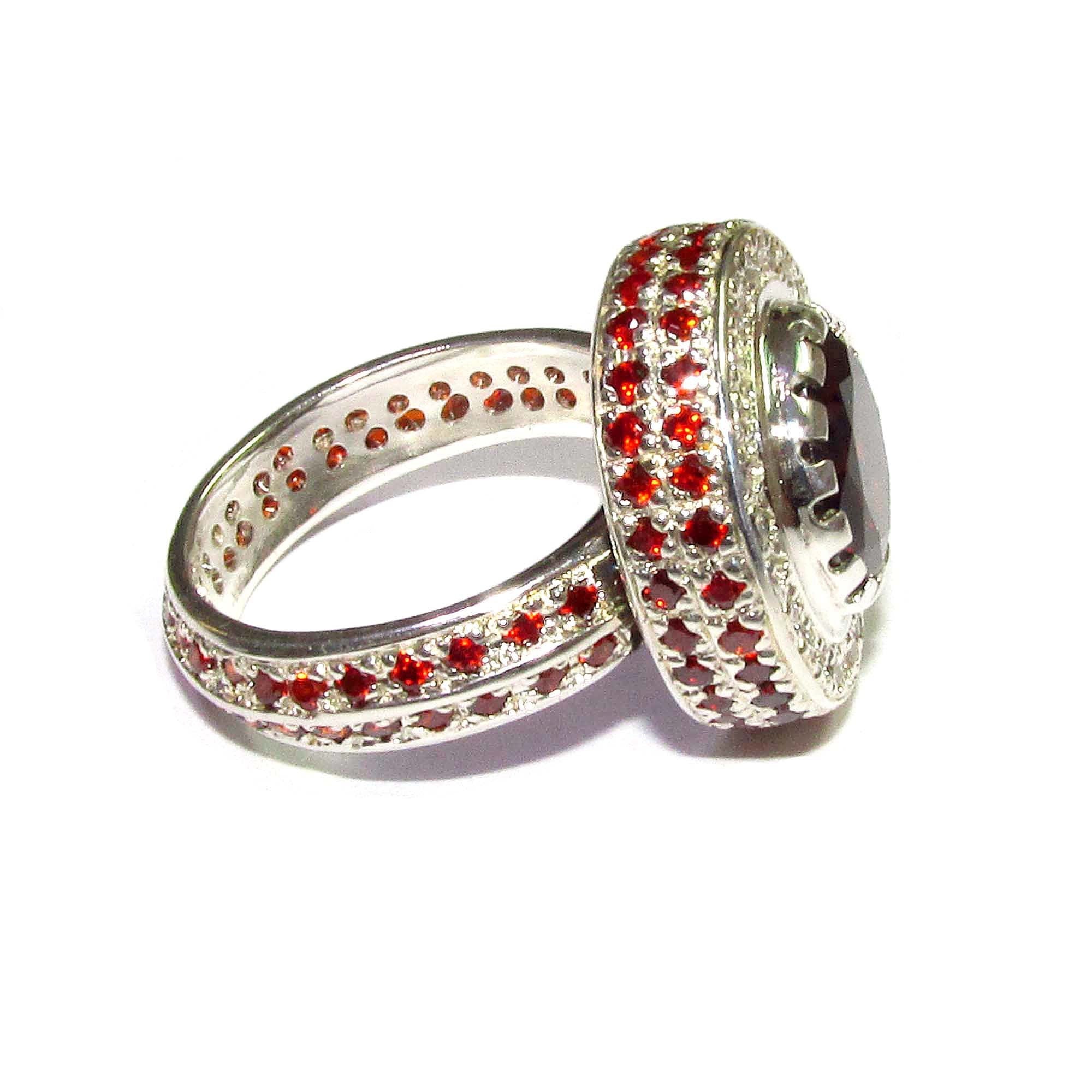 Statement Garnet ring 925 sterling silver size 8, Handmade ring, single copy, sterling silver, Garnet ring,  silver ring, red gemstone