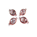 14K Rose Gold Filled White topaz oval Link Connector size 14.0x8.0 mm, Rose gold filled link, Link connector, Jewelry making - 1 piece