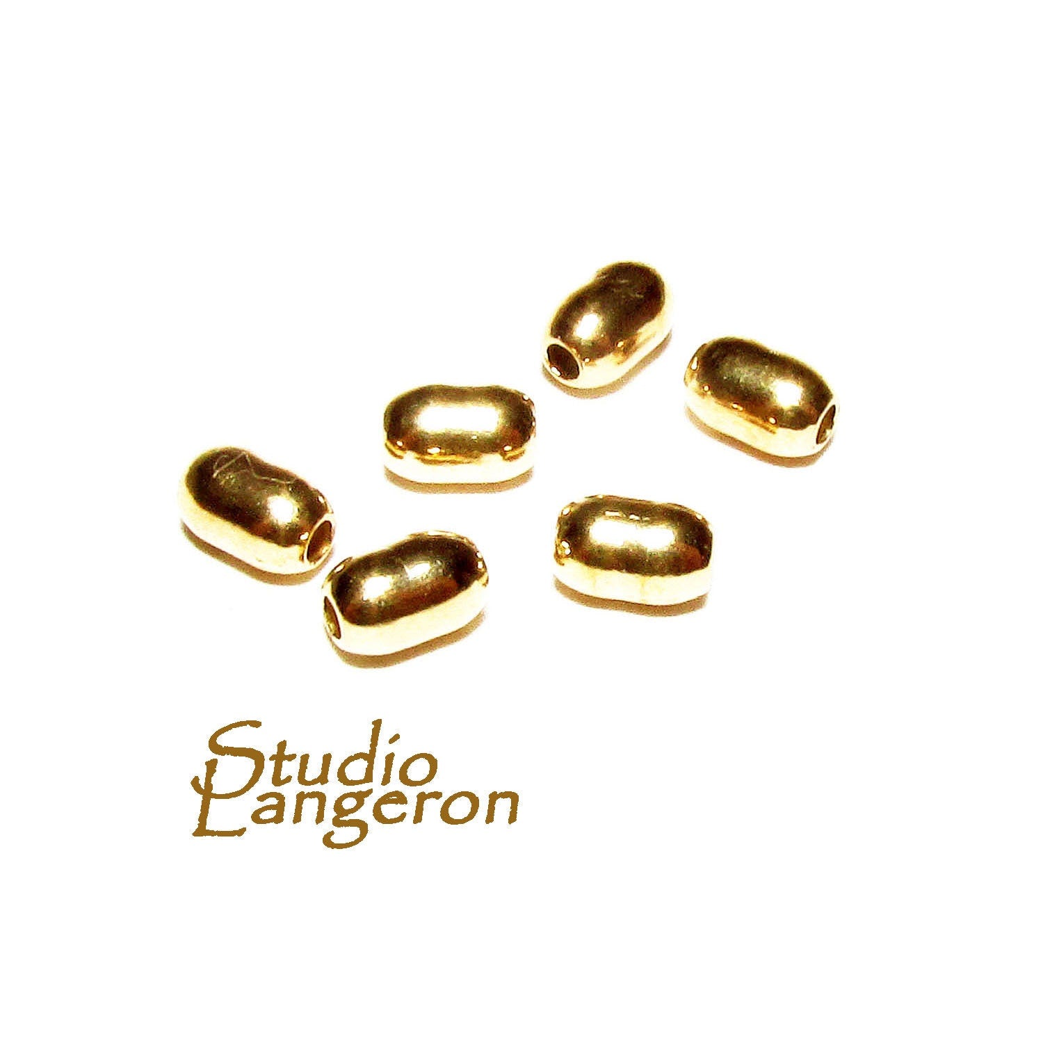 14K solid gold seamless oval beads size 3.0x5.0 mm, solid gold beads, oval beads, Jewelry making, 14K solid gold, Gold beads - 1 piece