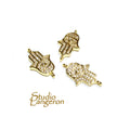 14K Gold filled connector hamsa with crystals size 16x12 mm, gold filled link, Jewelry making, Jewelry link connector hamsa - 1 piece