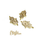 14K Gold filled connector hamsa with crystals size 16x12 mm, gold filled link, Jewelry making, Jewelry link connector hamsa - 1 piece