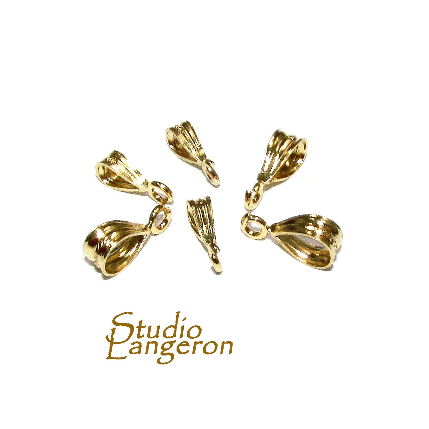 14K Yellow gold filled Pendant Bail sizes 8.2x2.2, 9.5x3.0mm, Bail with loop, Jewelry making, Bail gold filled, Bail drop - 1 piece