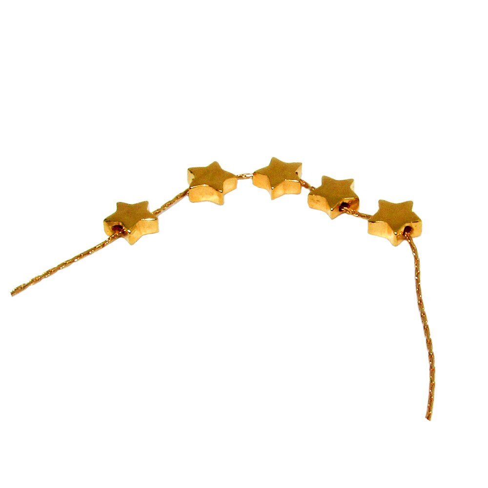 14K Gold filled Star flat beads size 6.7x2.5 mm, Flat beads, Beads for bracelets, 14K Gold filled, Jewelry making, Star Bead - 1 piece