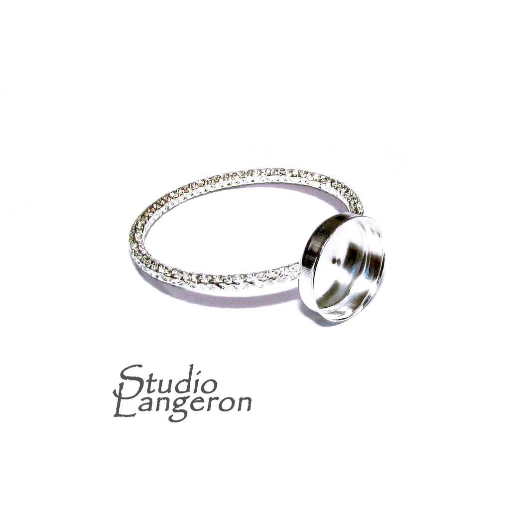 925 sterling silver blank ring with bezel cup 7 mm size 4, 5, 6, 7, 8, 9, 10, 11, bezel cup, base ring, Jewelry making, Setting - 1 piece