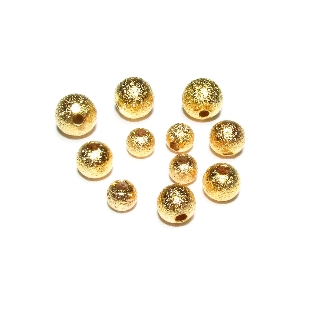 14K yellow gold filled frosted round beads size 3, 4, 5, 6 mm, Frosted gold filled beads, 14K gold filled beads, Jewelry making - 1 piece