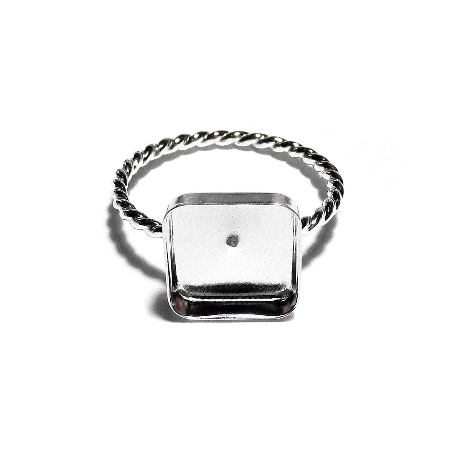 925 sterling silver twisted blank ring with bezel cup 10x10mm size 4, 5, 6, 7, 8, 9, 10, 11, bezel cup, base ring, Jewelry making - 1 piece