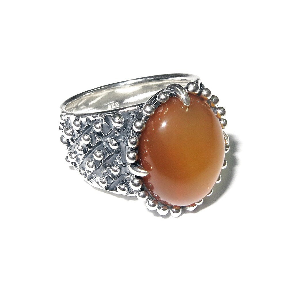 Statement Natural opal ring 925 sterling silver size 7, Handmade ring, single copy, sterling silver, Orange opal, silver ring, gemstone