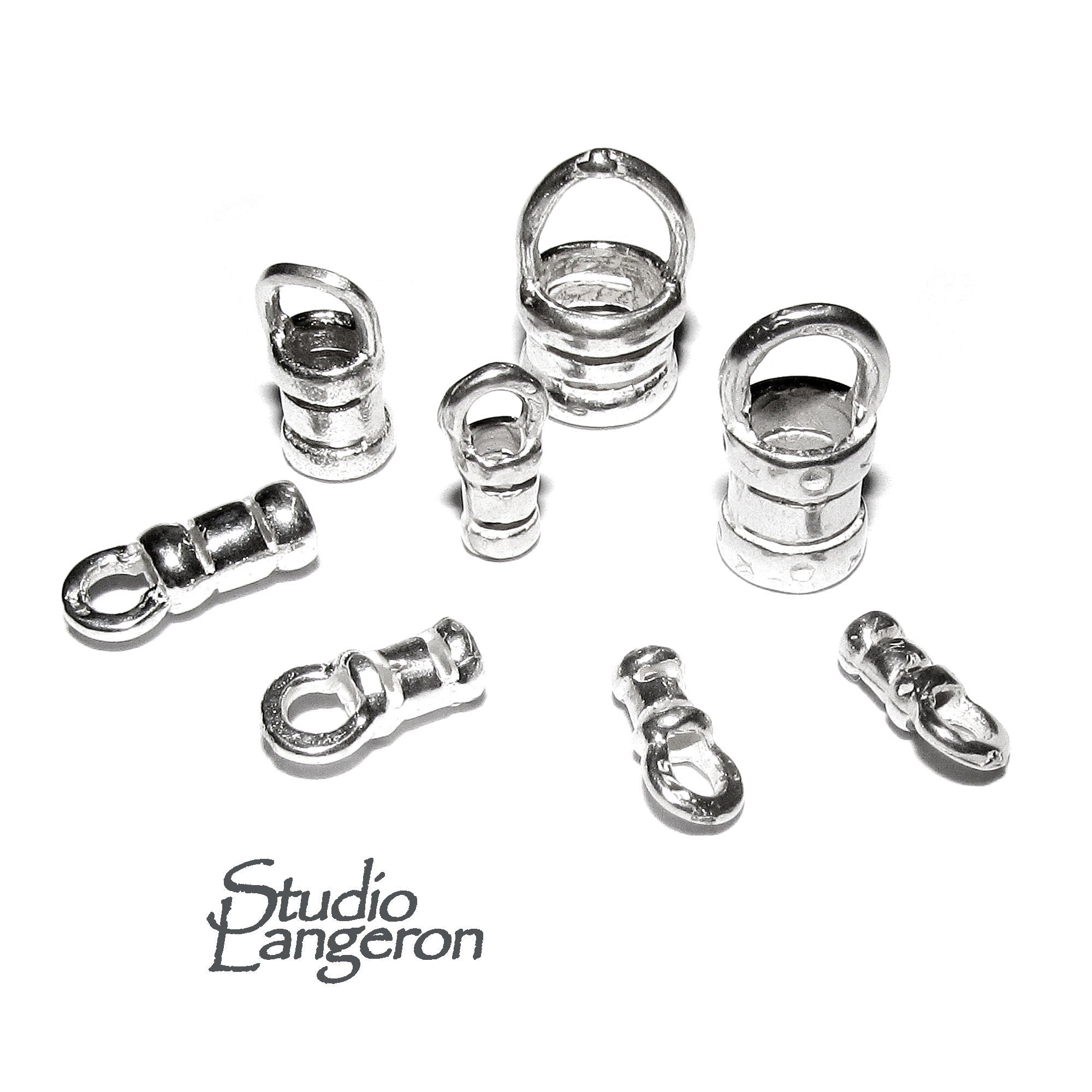 925 sterling silver Crimp End Caps sizes 0.7 - 5.0 mm, silver end caps, end caps, Jewelry making, End caps findings - 1 pair (2 piece)
