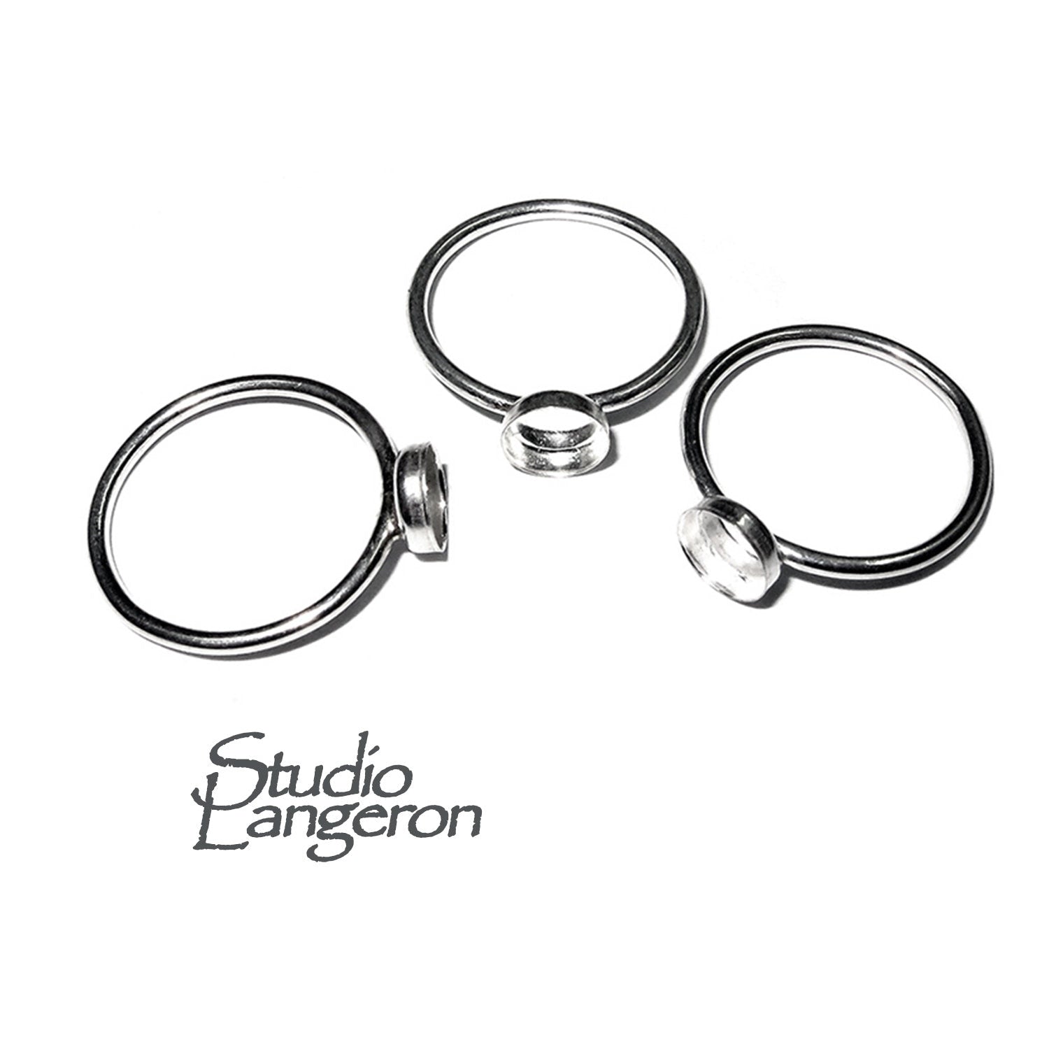 925 sterling silver blank ring with bezel cup 6mm size 4, 5, 6, 7, 8, 9, 10, 11, silver ring, bezel cup, setting, base ring, ring - 1 piece