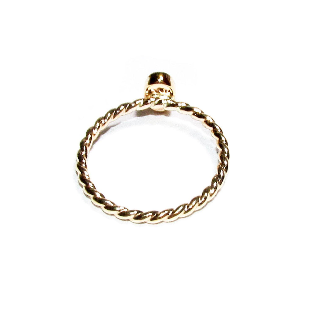 14K Yellow gold filled twisted blank ring with bezel cup 5x7mm size 4 - 11, Base ring, Bezel cup, Jewelry making, Setting - 1 piece