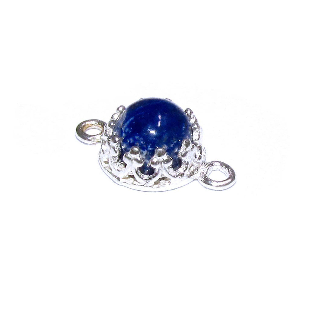 925 Sterling Silver natural Lapis lazuli round Link Connector size 14x7 mm, Lapis lazuli silver link, Jewelry making, Connector - 1 piece