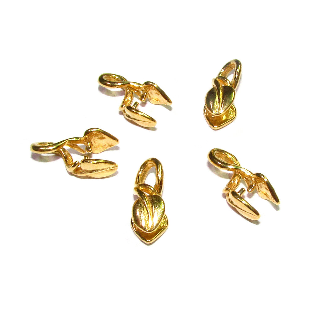 14K Yellow gold filled Large Leaf Pinch Pendant Bail, Jewelry making, bail with loop, Bail gold filled, Bail finding, Leaf bail - 1 piece