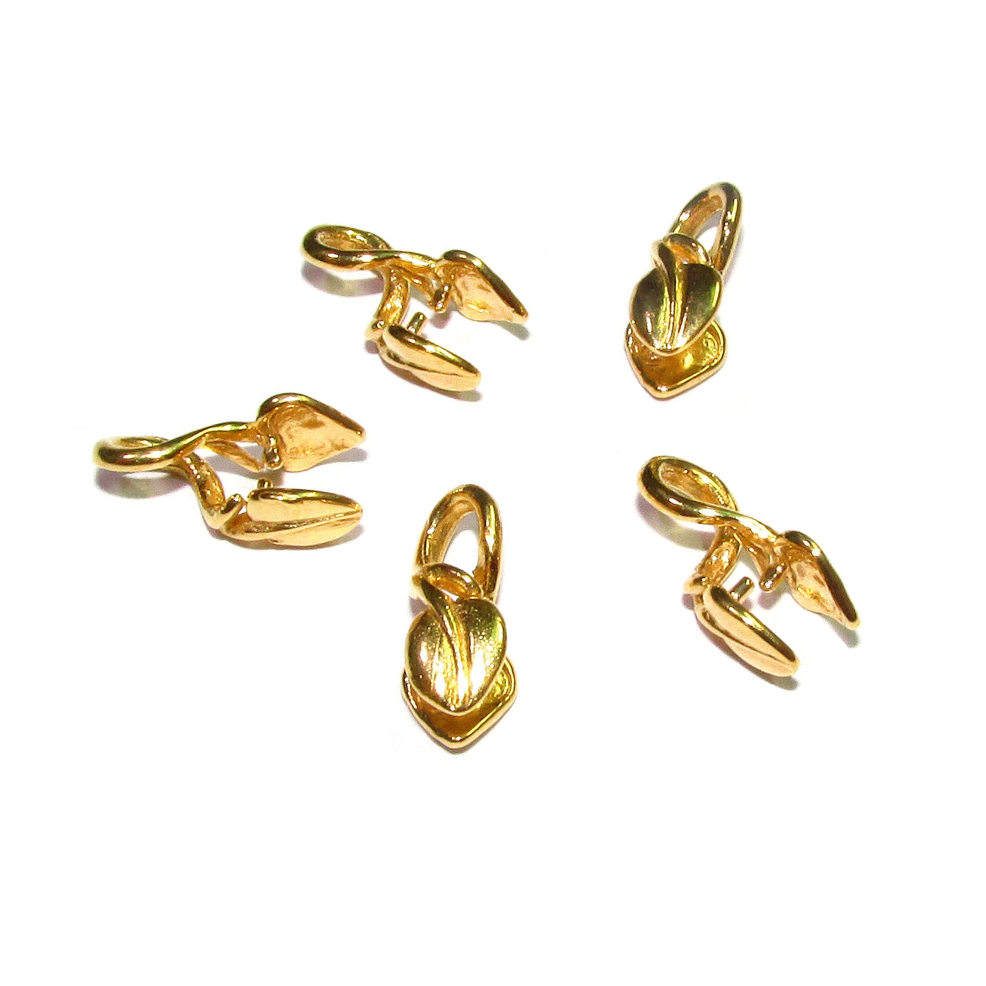 14K Yellow gold filled Large Leaf Pinch Pendant Bail, Jewelry making, bail with loop, Bail gold filled, Bail finding, Leaf bail - 1 piece