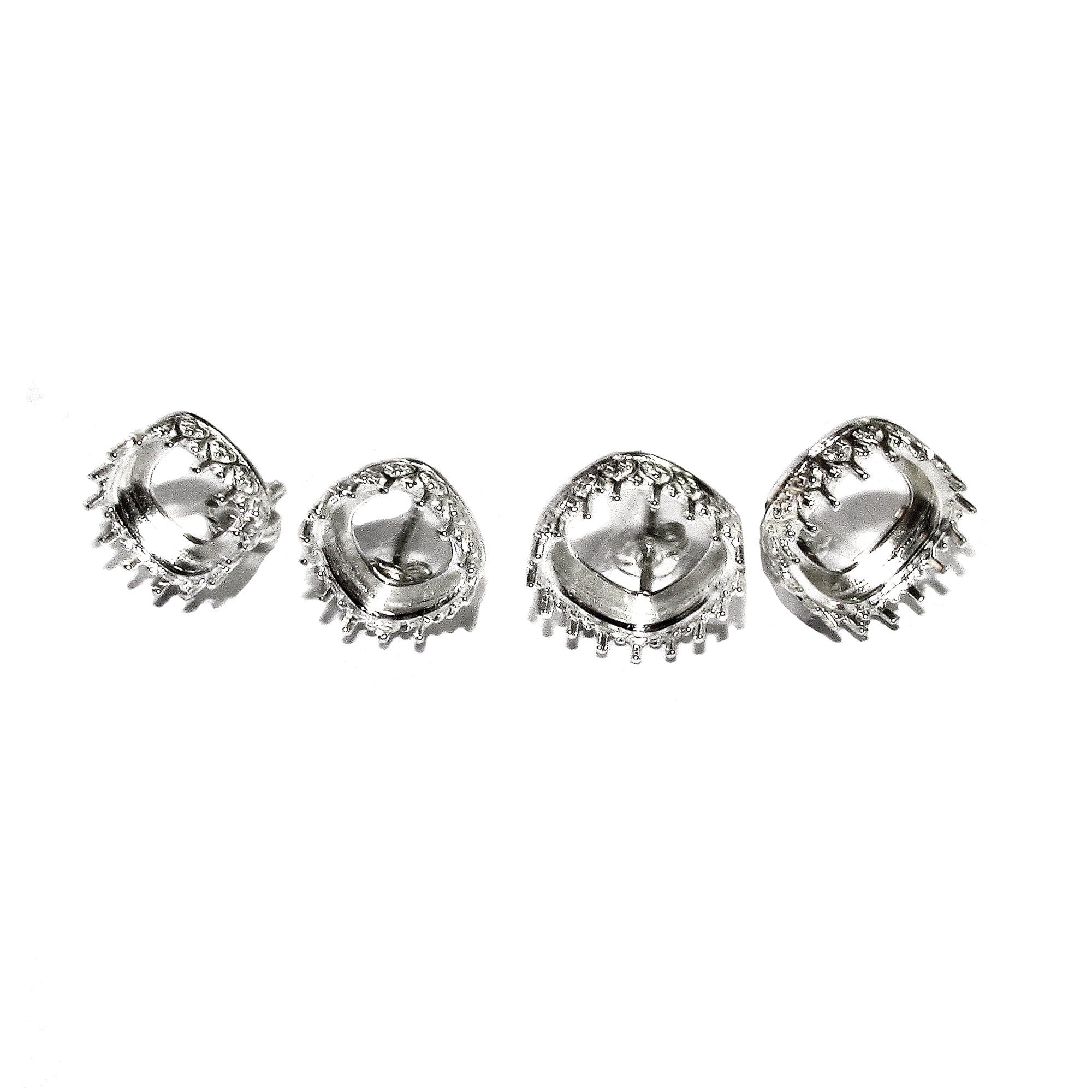 925 Sterling Silver Blank earrings with cushion Bezel cup size 10x10, 12x12 mm, Jewelry making, Setting, Base Earrings - 1 pair (2 pieces)