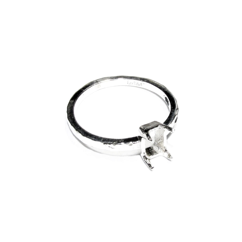 925 sterling silver blank ring with rectangular Prong Setting 4x6mm size 4-11, Jewelry making, base ring, Setting, Prong setting - 1 piece