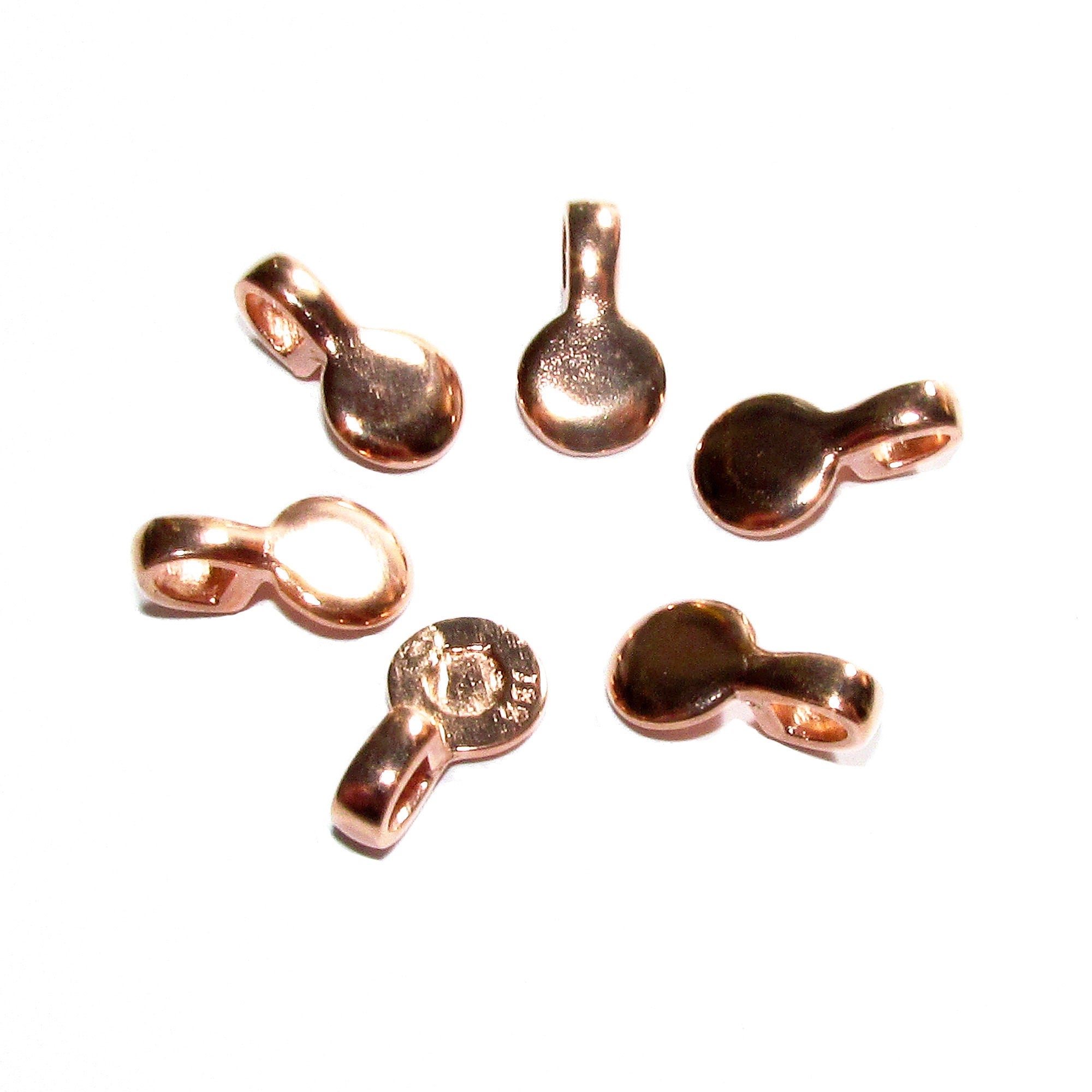 14K Rose gold filled small round Glue-on Pendant Bails, Jewelry making, bail with loop, Bail, Bail rose gold filled, Bail finding - 1 piece