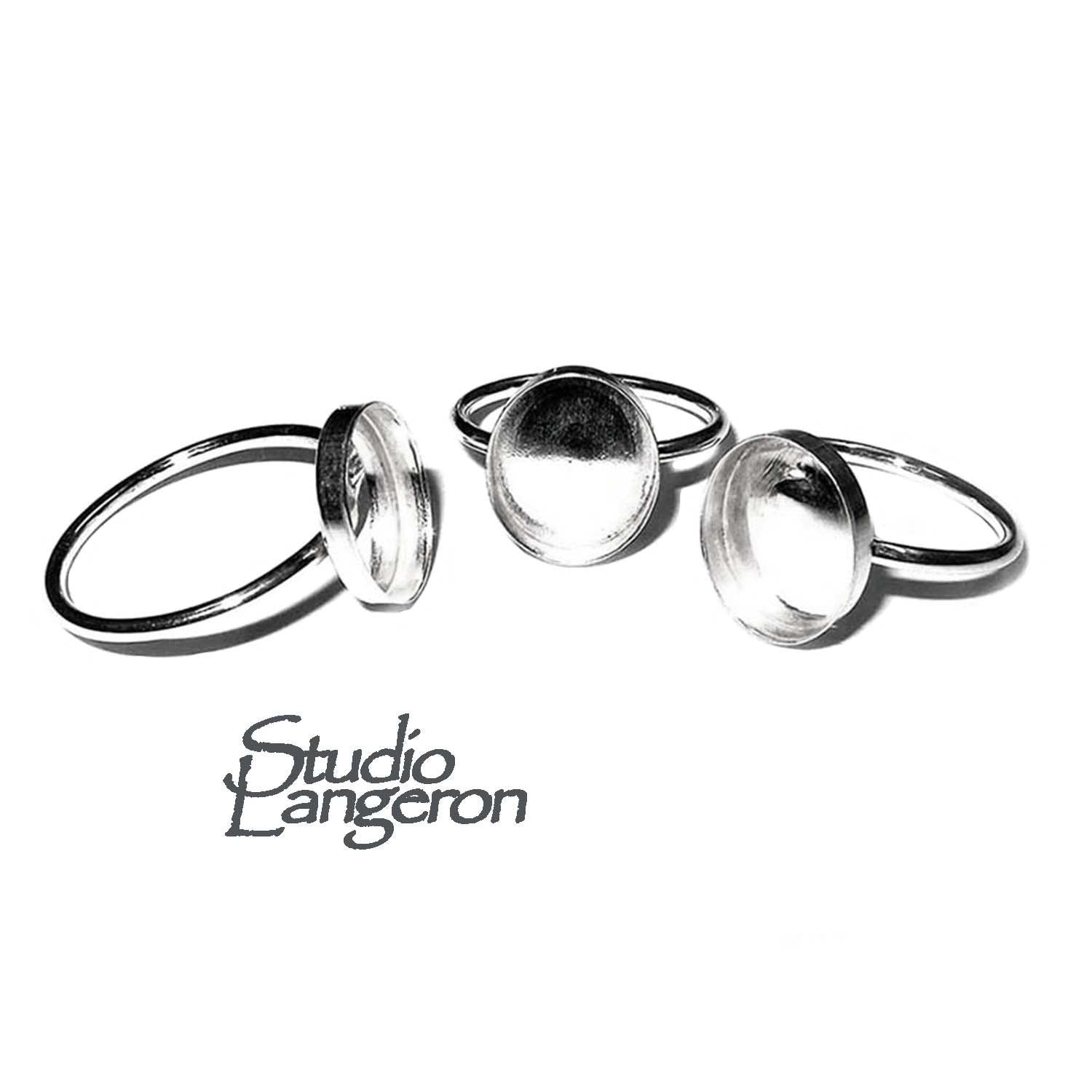 925 Sterling silver blank ring with bezel cup 10x12mm size 4, 5, 6, 7, 8, 9, 10, 11, Jewelry making, bezel cup, base ring, Setting - 1 piece